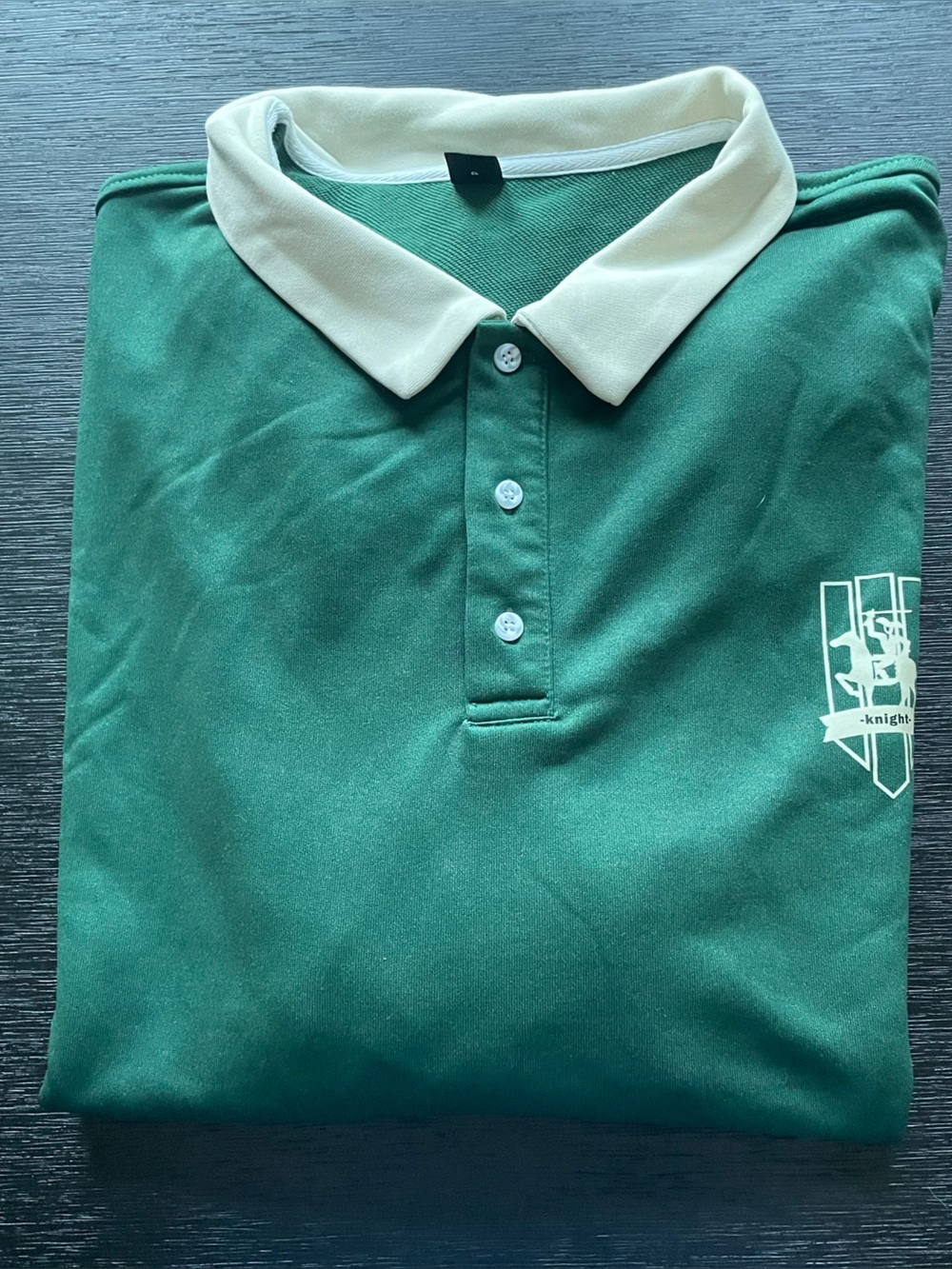 Green and cream long sleeved polo 3XL